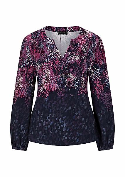 GOLDNER Kurzarmshirt "Langarm Druckshirt mit Allover-Print" schmaler Gummib günstig online kaufen