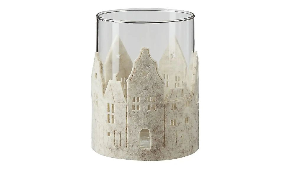 Windlicht   ¦ creme ¦ Glas,Filz ¦ Maße (cm): H: 13  Ø: 9 Weihnachten - Höff günstig online kaufen