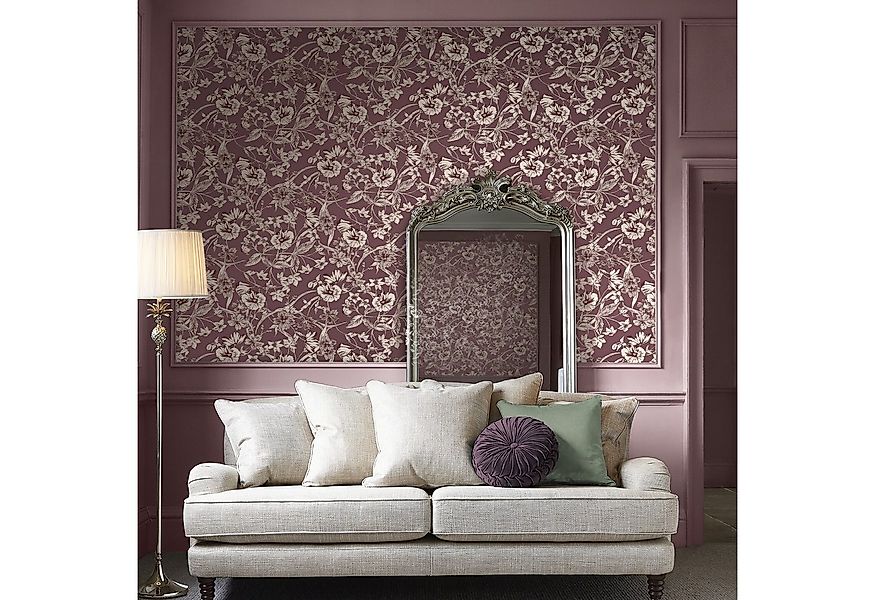 LAURA ASHLEY Vliestapete Summerhill Blackberry, glatt, geblümt, (1 St), 10m günstig online kaufen