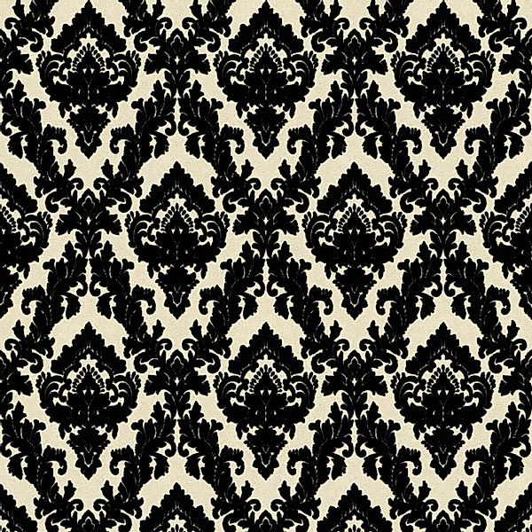 Bricoflor Neobarock Tapete in Schwarz Grau Vlies Barocktapete mit Samt Orna günstig online kaufen