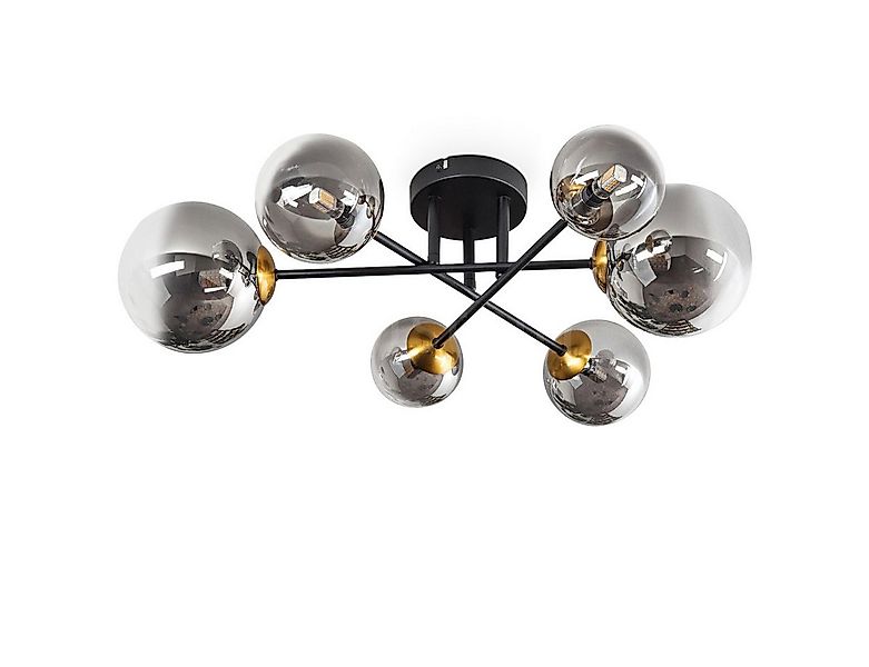 hofstein Deckenleuchte Deckenlampe aus Metall/Glas in Schwarz/Goldfarben/Ra günstig online kaufen