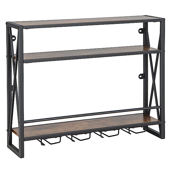 COSTWAY Weinregal, Wand, Holz mit Metallrahmen, günstig online kaufen