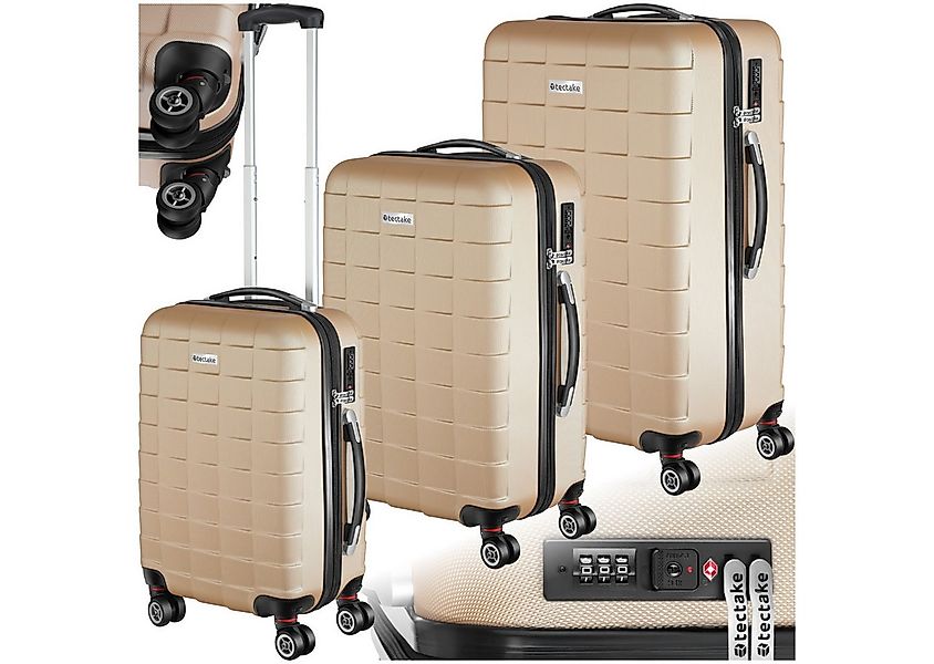 tectake Trolley Hartschalenkoffer Set 3-tlg. aus Hartschale, 4 Rollen, 3-te günstig online kaufen