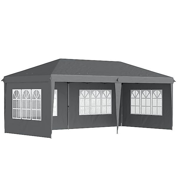 Outsunny Pavillon ca. 3x6m Wasserdicht Pop-up Faltpavillon mit 4 Seitenwänd günstig online kaufen