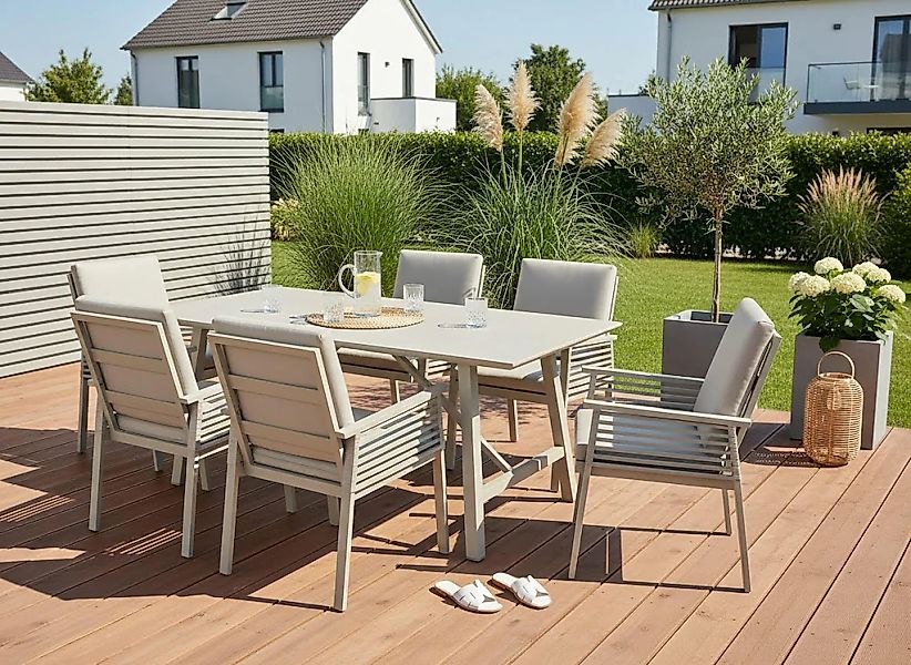 KONIFERA Garten-Essgruppe "Edessa, TOPSELLER" Set, 6x Sessel, 6x Sitzauflag günstig online kaufen