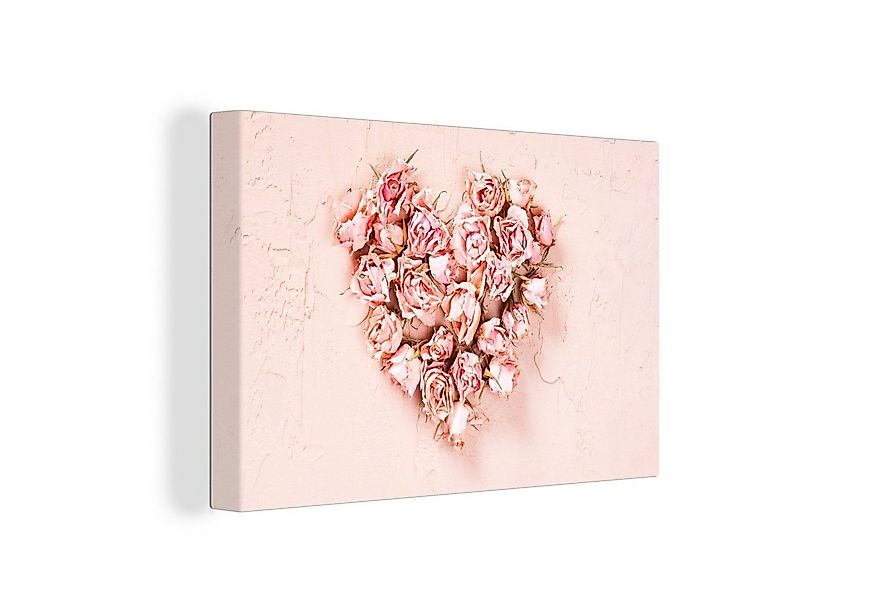 OneMillionCanvasses® Leinwandbild Herz - Blumen - Rosa, Fotodruck (1 St), L günstig online kaufen