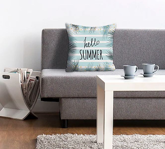 queence Dekokissen »Hello Summer«, Kissenhülle,Hello Summer,Spruch,Sommer,S günstig online kaufen