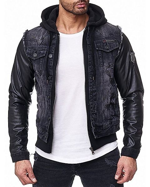 Cipo & Baxx Jeansjacke Herren Regular Fit Bikerjacke Stonewashed BA-C1290 B günstig online kaufen