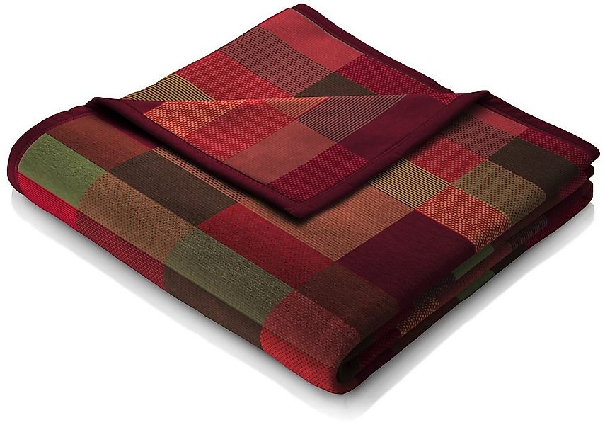 Wohndecke Color Squares red, rot-bunt karierte Decke in 150x200, Baumwoll-M günstig online kaufen