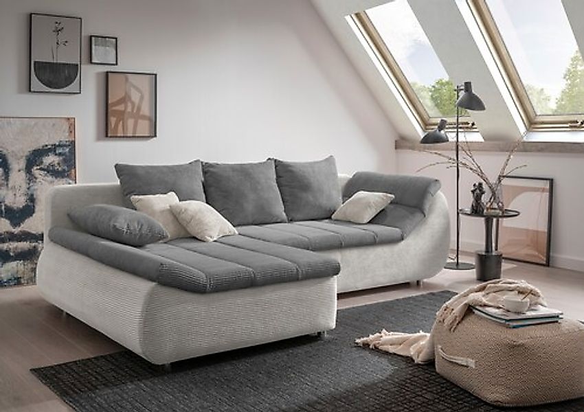 INOSIGN Ecksofa »Imola elegant und bequem, aktuelle Steppung im Sitz, L-For günstig online kaufen