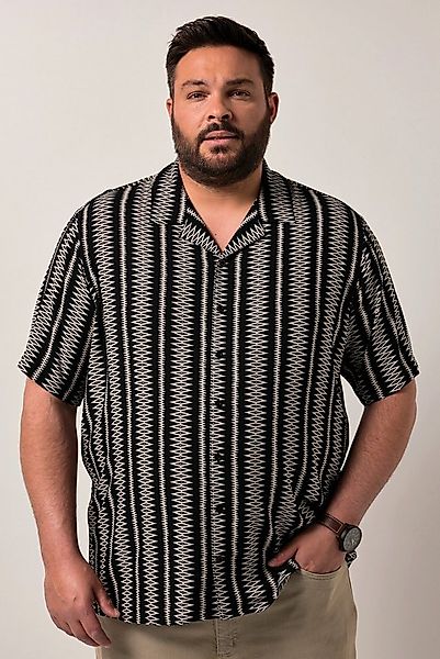 Men Plus Kurzarmhemd Viskose-Hemd Halbarm Alloverprint Cubakragen günstig online kaufen