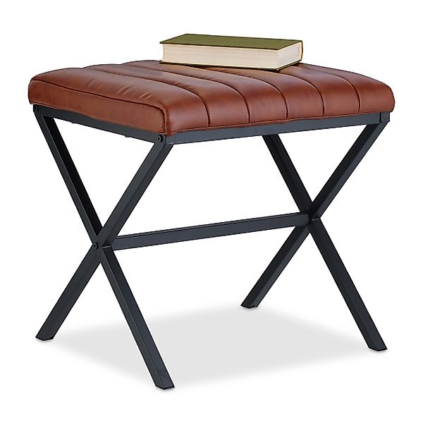 relaxdays Polsterhocker Sitzhocker mit Kunstlederbezug günstig online kaufen
