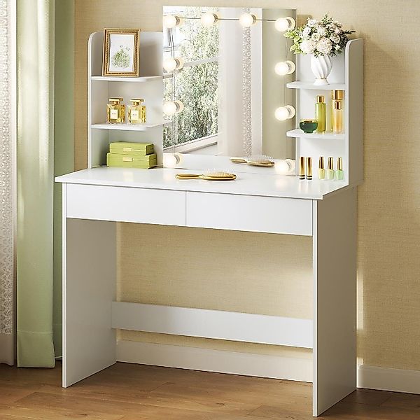 Woltu Schminktisch (1-St), Weiß, mit LED-Beleuchtung günstig online kaufen