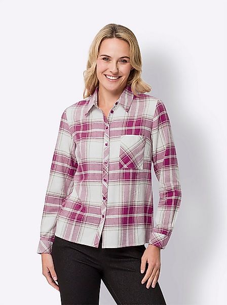 Sieh an! Klassische Bluse Flanell-Bluse Langarm günstig online kaufen