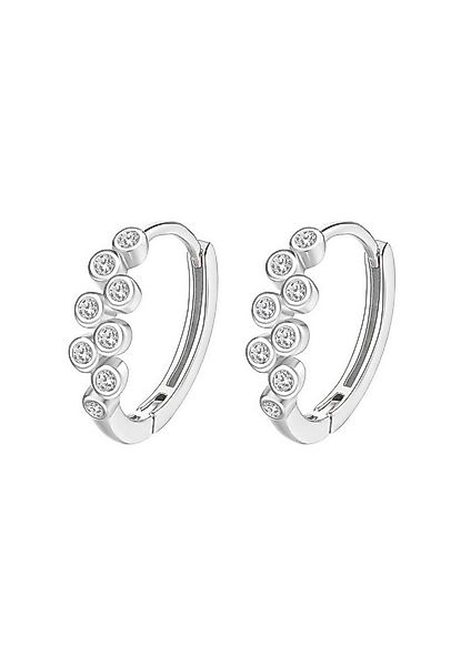 Hey Happiness Paar Creolen Silber Kristalle rund klein, 18K vergoldet, Ohrr günstig online kaufen