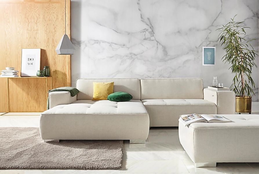 Home affaire Ecksofa "Sapporo L-Form" wahlweise Bettfunktion oder Sitztiefe günstig online kaufen