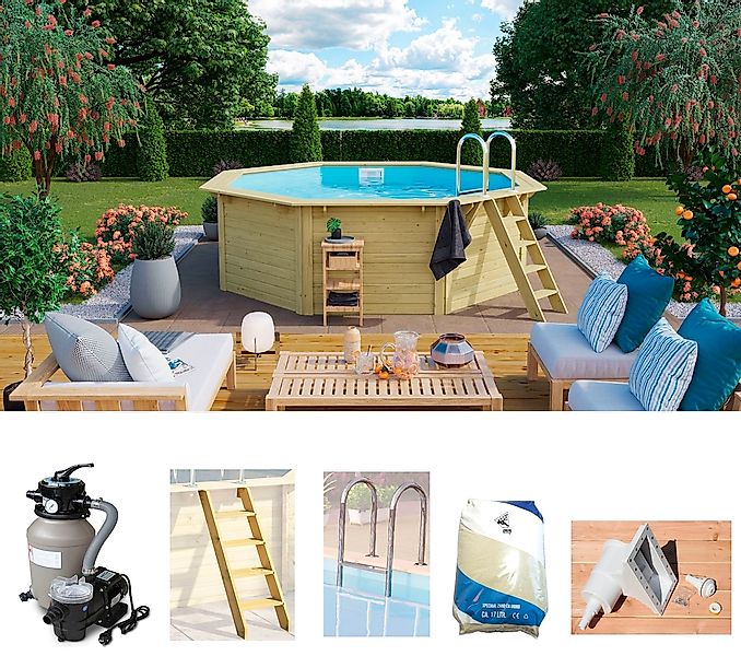 KONIFERA Achteckpool "Aruba 1X" 400x121 cm, 38 mm kesseldruckimprägniertes günstig online kaufen