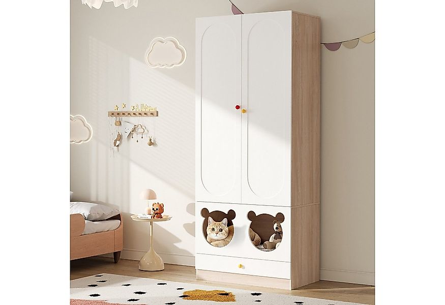 STILVORA Kleiderschrank mit Katzenbett,Kinderkleiderschrank Flurgarderobe m günstig online kaufen