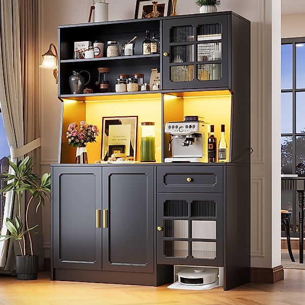 MODFU Hochschrank Küchenschrank Sideboard (mit LED-Beleuchtung günstig online kaufen