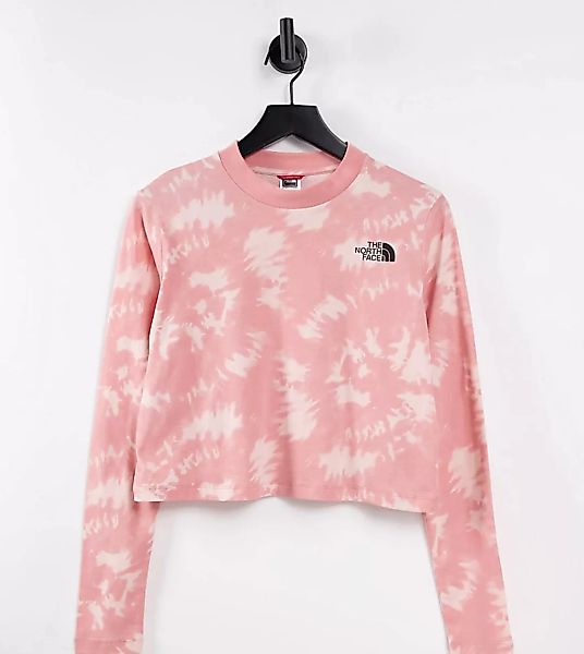 The North Face – Langärmliges Shirt in Rosa mit kurzem Schnitt und Batikmus günstig online kaufen
