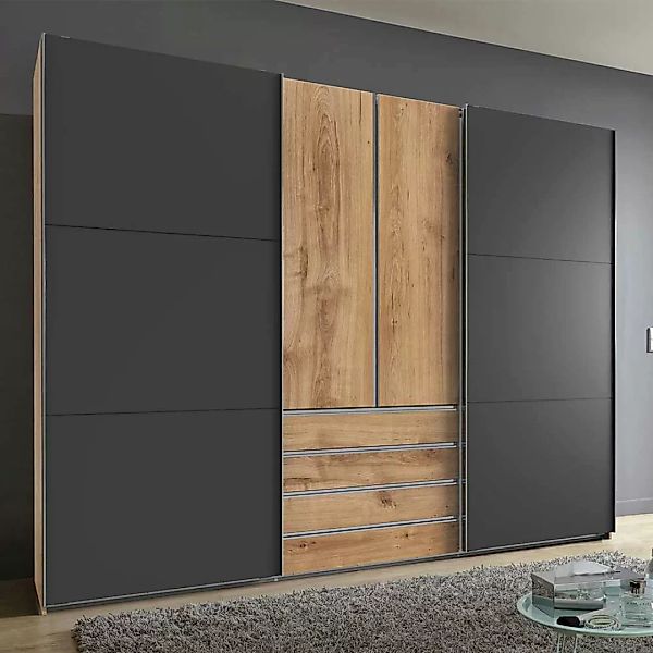 Schrank Schlafzimmer 300 cm mit vier Schubladen Dreh- und Schiebetüren günstig online kaufen