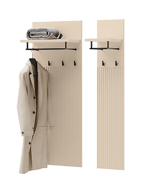 Compleo Kleiderständer Beige FLORE, Kleiderbügel mit Regal, geriffelte Fron günstig online kaufen