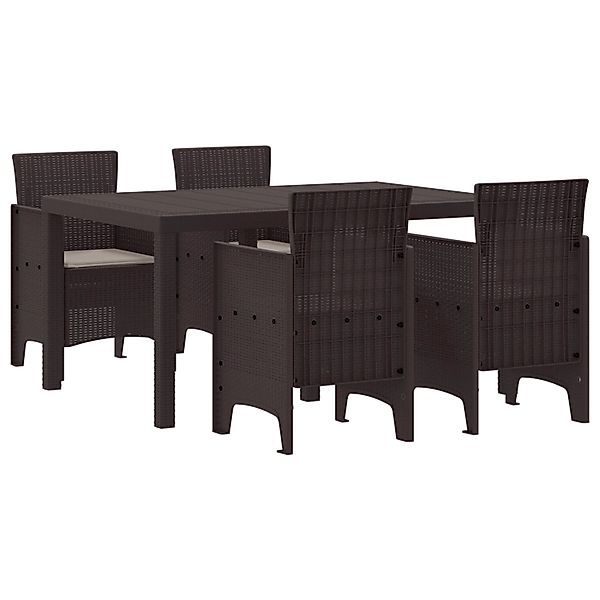 vidaXL 5-Teilige Garten Essgruppe mit Kissen Braun Poly-Rattan 3378698 günstig online kaufen