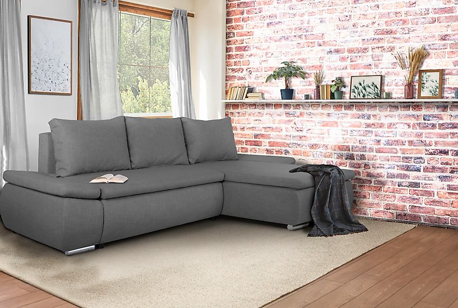 Home affaire Ecksofa "Acra L-Form", mit Bettfunktion und Bettkasten, in Mat günstig online kaufen