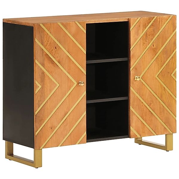 vidaXL Beistellschrank Braun und Schwarz 90x33,5x75 Massivholz Mango 356811 günstig online kaufen