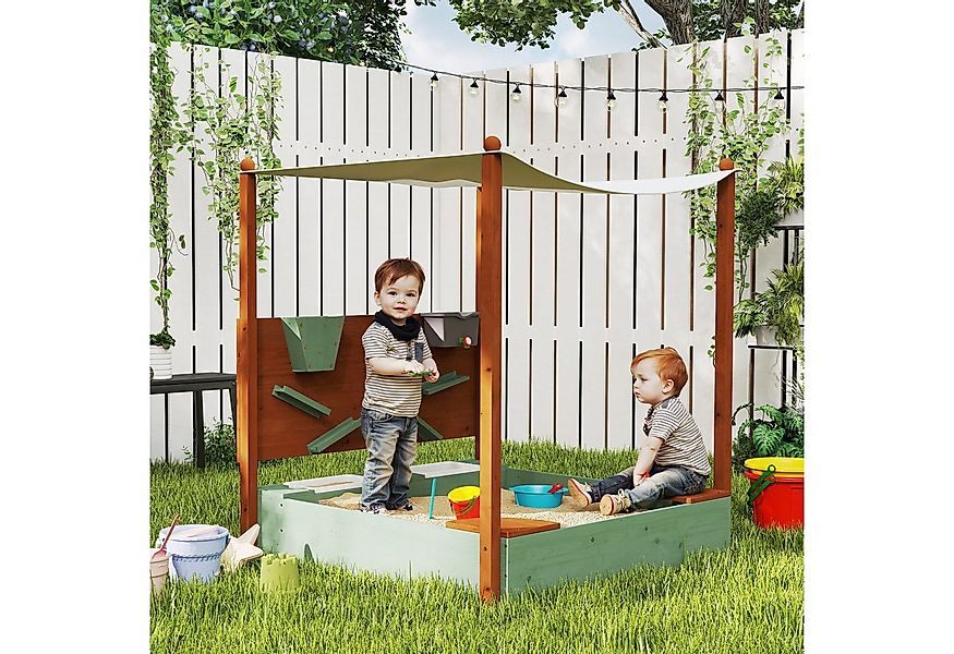 AIYAPLAY Sandkasten mit Sitzfläche, 2 Behältern, Sand- und Wasserspielzeug, günstig online kaufen