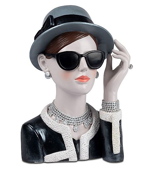 formano Dekofigur Deko-Büste Dame mit Hut + Sonnenbrille Handbemalte Damenf günstig online kaufen