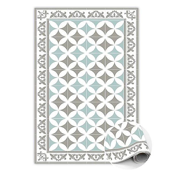 Tulup Teppich Portugiesische Fliesen Tapijt Vinyl 150x225 cm Weiß PVC Tapij günstig online kaufen