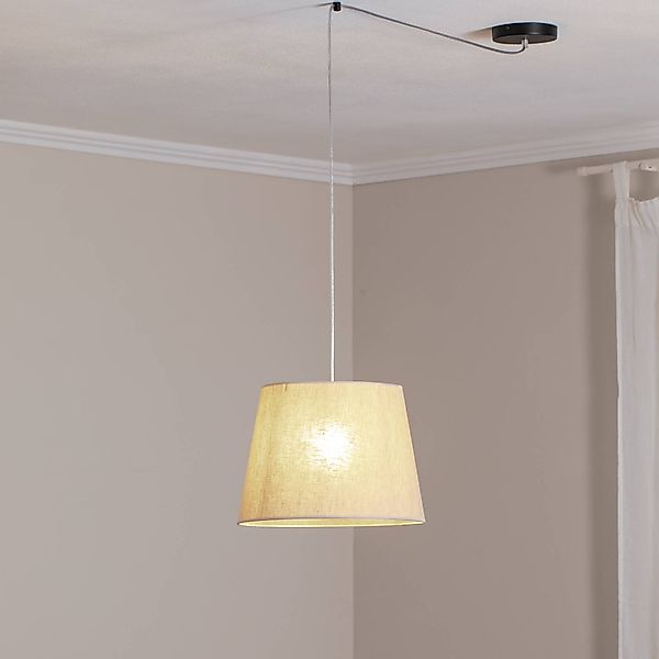 Pendellampe Ascot, beigefarben, Ø 38 cm, Stoff, dezentral günstig online kaufen