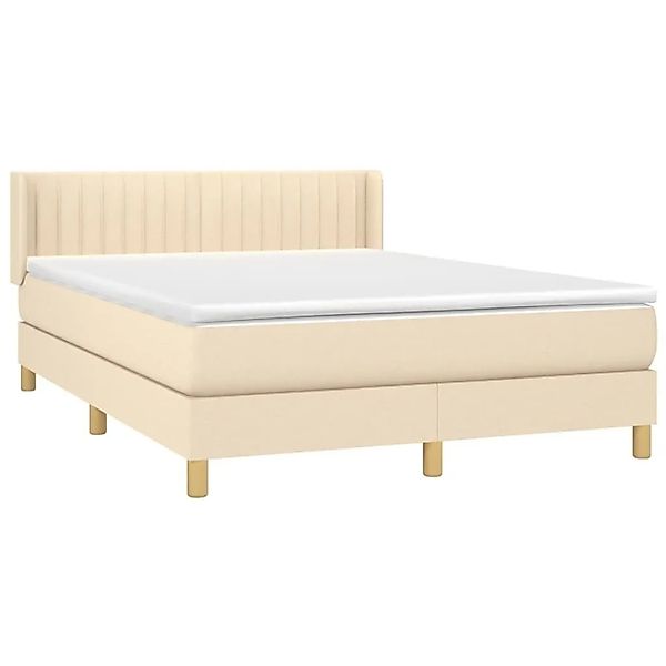 vidaXL Boxspringbett mit Matratze Creme 140x200 cm Stoff 3130438 günstig online kaufen