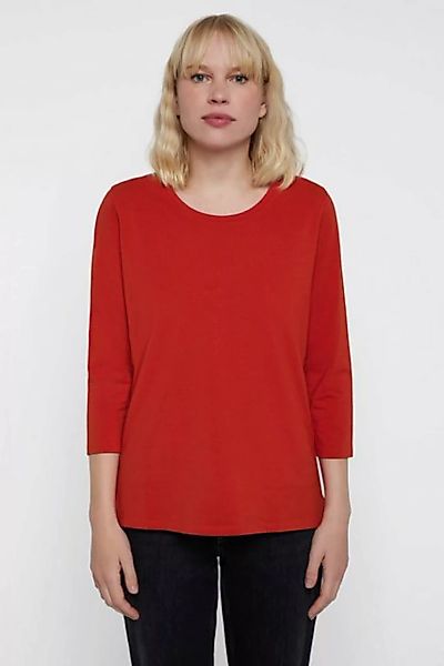 Gina Laura Rundhalsshirt Shirt Rundhals Langarm gerundeter Saum günstig online kaufen