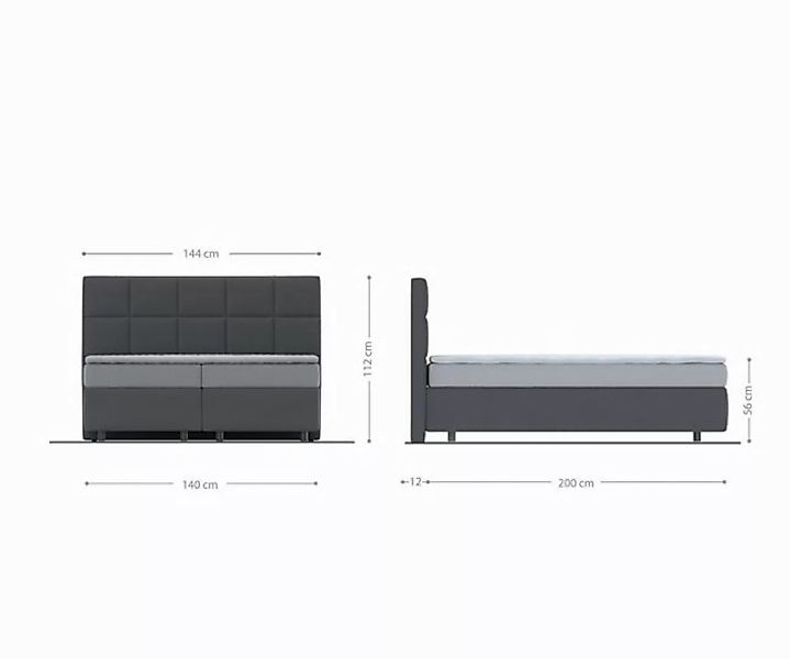 DELIFE Boxspringbett Dream-Fine, Mikrofaser Grau 140x200 cm mit Matratze un günstig online kaufen