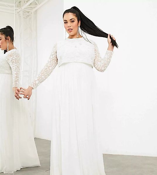 ASOS EDITION Curve – Fleur – Brautkleid mit kurz geschnittenem, verziertem günstig online kaufen