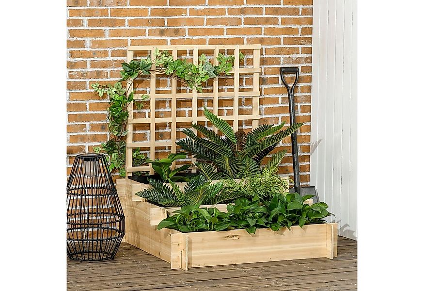 Outsunny Hochbeet 3-stufiges Blumenkasten mit Rankgitter, Pflanzkasten aus günstig online kaufen