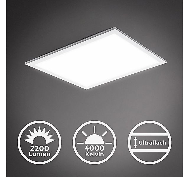 B.K.Licht Deckenleuchte LED Panel Ultra-Flach 45x45cm 22W 2.200lm Weiß - BK günstig online kaufen