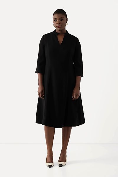 Ulla Popken Jerseykleid Midikleid Stehkragen V-Ausschnitt günstig online kaufen