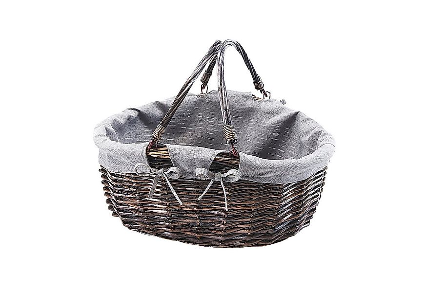 Kobolo Einkaufskorb Weidenkorb oval mit Klapphenkeln und Textil grau, 20 l günstig online kaufen