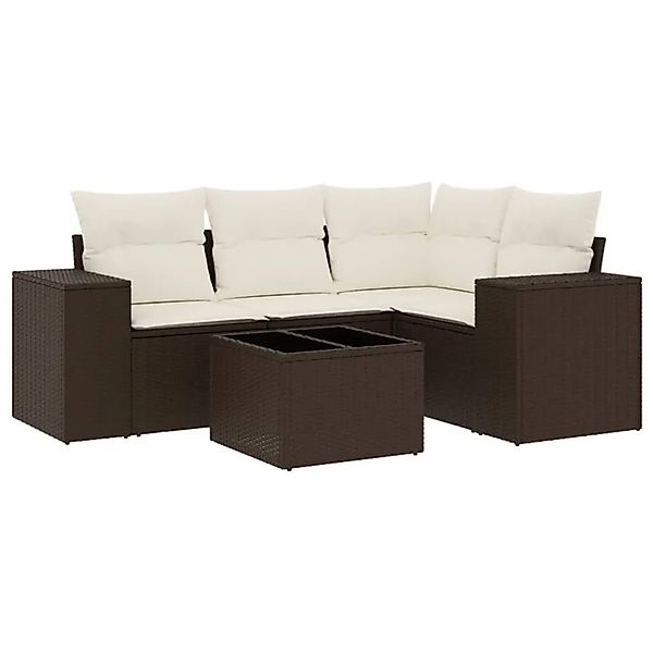 vidaXL 5-Tlg Garten-Sofagarnitur mit Kissen Braun Poly Rattan 3222522 günstig online kaufen