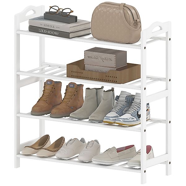 HOMCOM Bambus-Schuhregal mit 4 Ebenen für 12 Paar Schuhe für Eingangsbereic günstig online kaufen