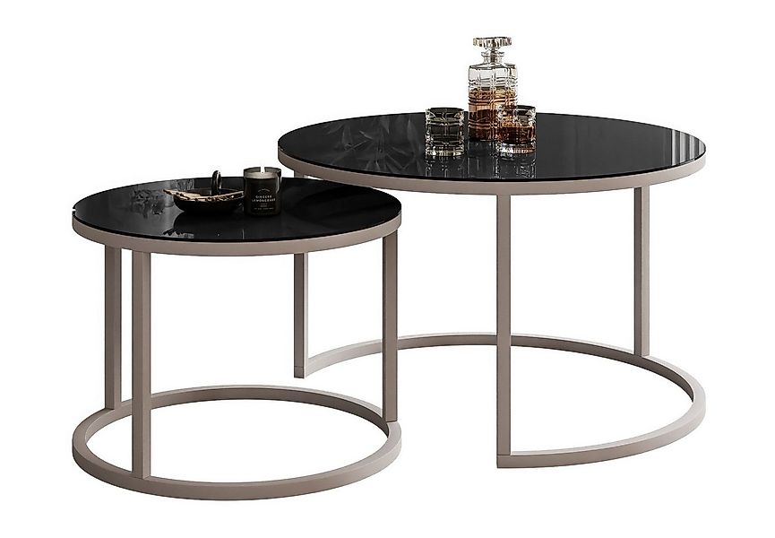 Lookway Couchtisch CIRI 2in1 GLASS KASCHMIR (2er-Set), Durchmesser: ⌀70 cm günstig online kaufen