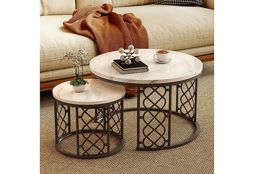 REDOM Couchtisch und 2er Set, Beistelltisch für Schlafzimmer Balkon (Runder günstig online kaufen