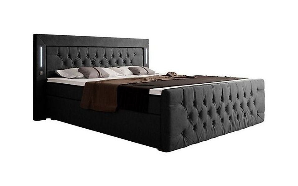 Luxusbetten24 Boxspringbett Elegance, mit LED-Beleuchtung, USB-Anschluss un günstig online kaufen