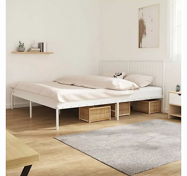 furnicato Bett Bettgestell mit Kopfteil Metall Weiß 183x213 cm günstig online kaufen