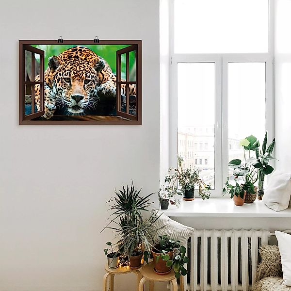 Artland Poster »Fensterblick - Südamerikanischer Jaguar«, Wildtiere, (1 St. günstig online kaufen
