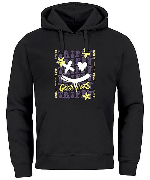Neverless Hoodie Hoodie Herren Drip Face Smile Good Vibes Herz Blumen Colla günstig online kaufen