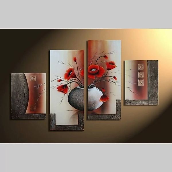 4 Leinwandbilder MOHN (3) 120 x 80cm Handgemalt günstig online kaufen